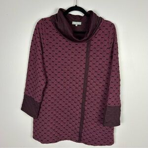 Habitat Clothes to Live In Red Black Cowl Neck Tunic Top Size Medium